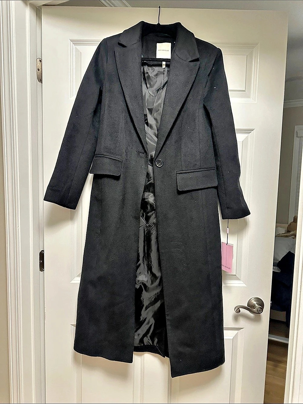 Avec Les Filles Long Black Coat Size Small NWT
